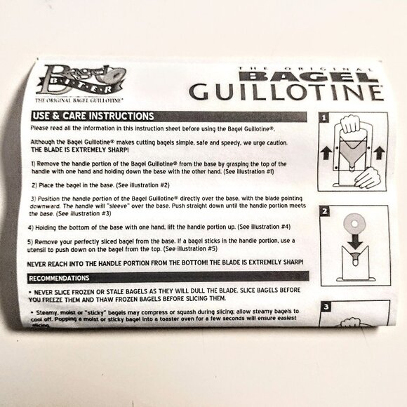 BAGEL GUILLOTINE ~ Original EASY, FAST, SAFER Bagel Slicer w/Safety Shield ~ NOB - Picture 6 of 11